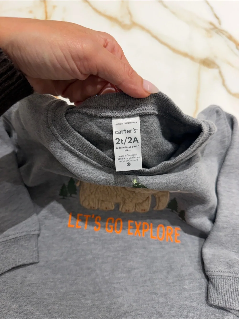 Carter's Gray Mammoth 'Let's Go Explore' Pullover Sweatshirt 2T